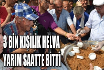 3 BİN KİŞİLİK HELVA YARIM SAATTE BİTTİ