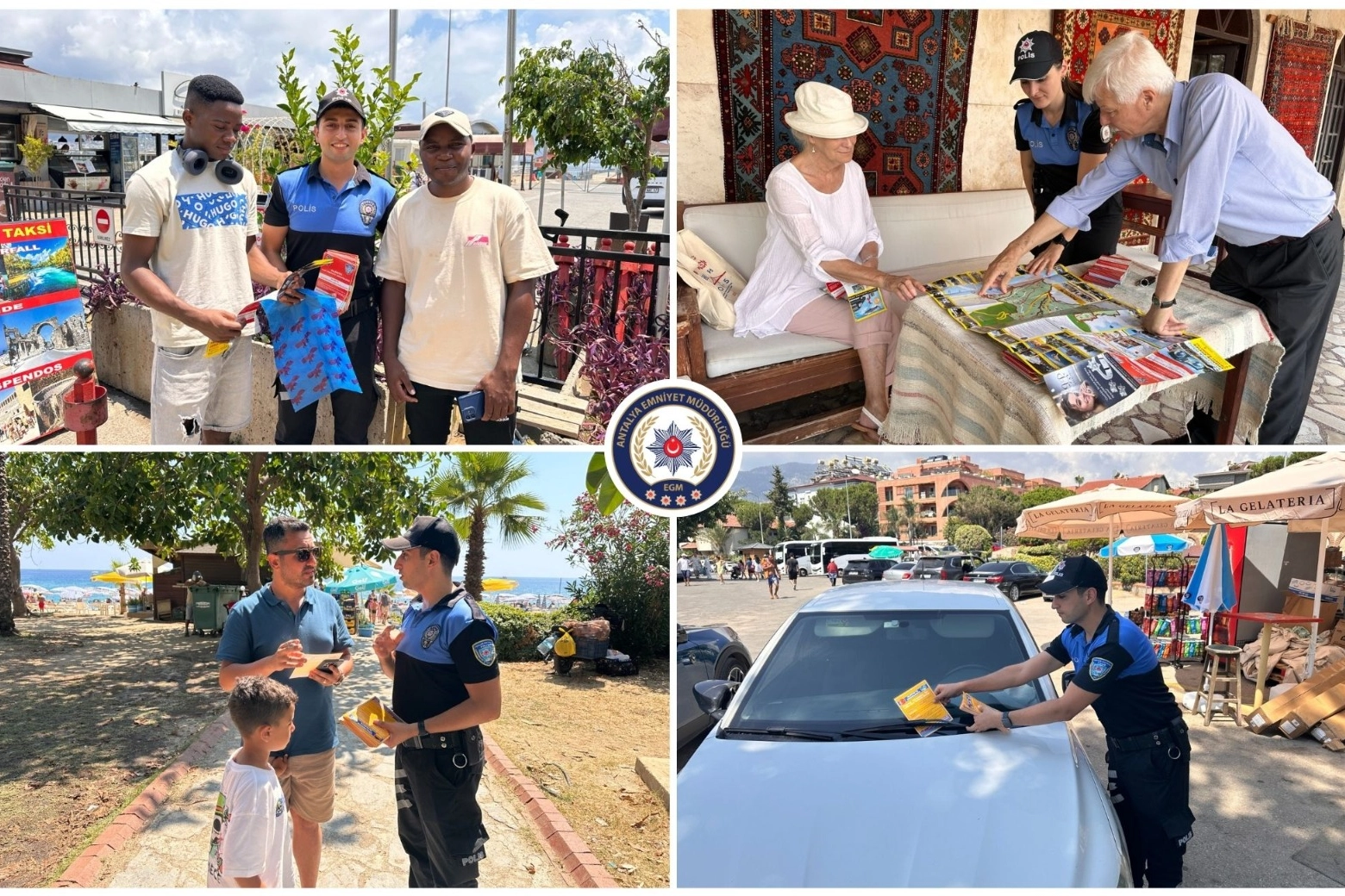 Alanya'da turistlere 4 dilde güvenlik rehberi... Polislerden kent haritası dağıtımı