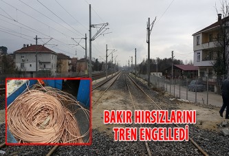 Bakır hırsızlarını Tren engelledi