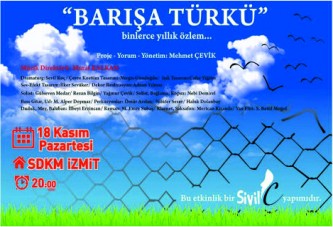 Barışa Türkü,İzmit’e Ünlü Yazarları Getiriyor