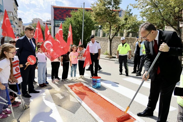 Bilecik Valisi yaya geçidini kırmızıya boyadı