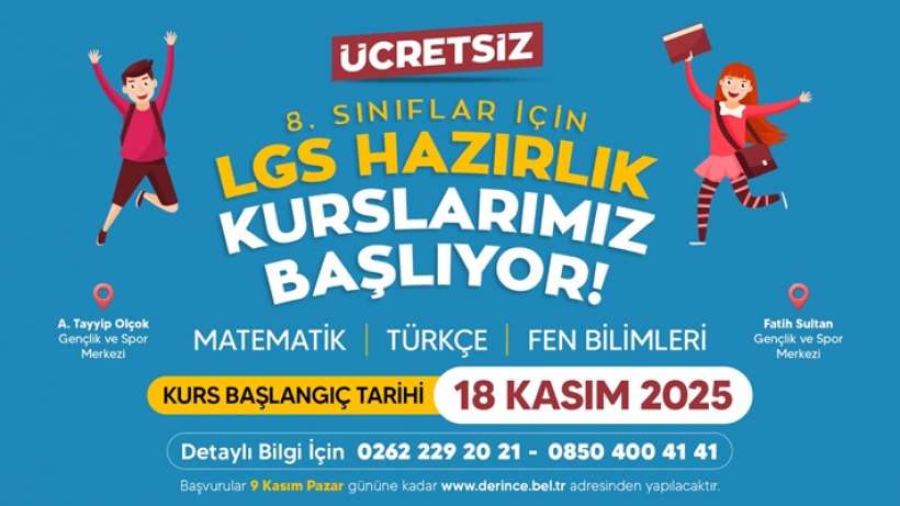 Derince Belediyesi’nden LGS Öğrencilerine Ücretsiz Destek