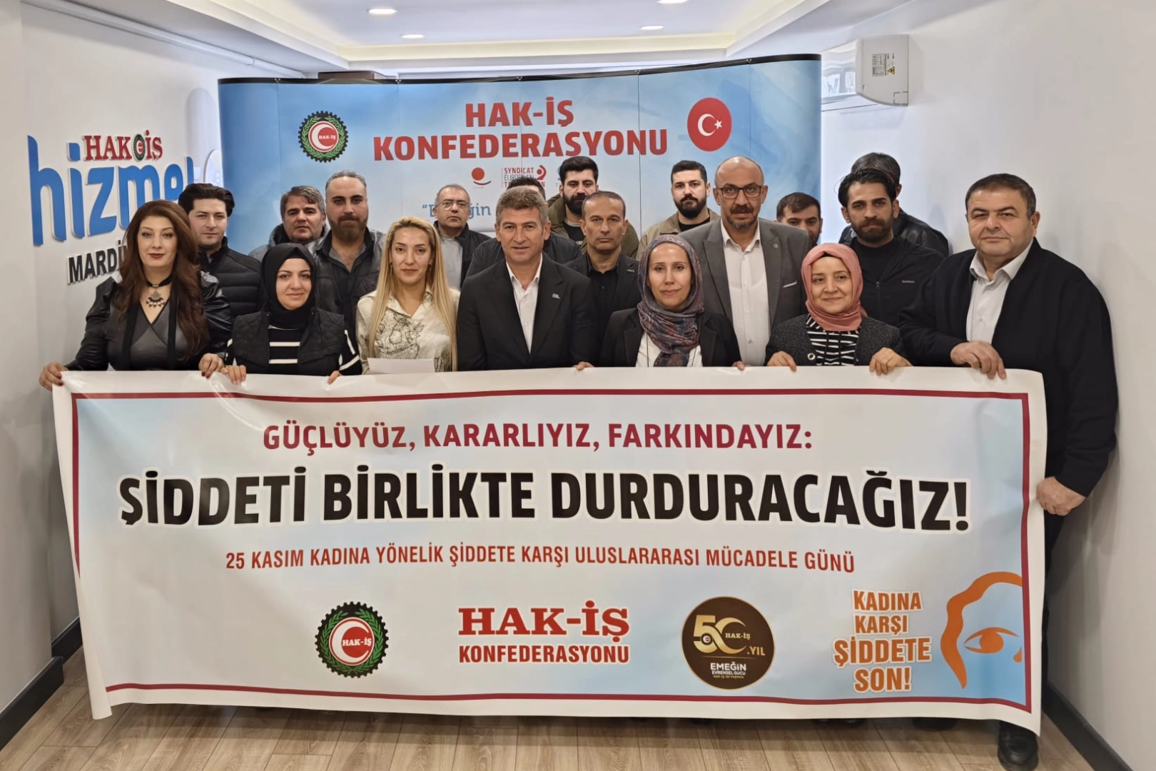 HAK-İŞ Mardin'den şiddete karşı güçlü ses