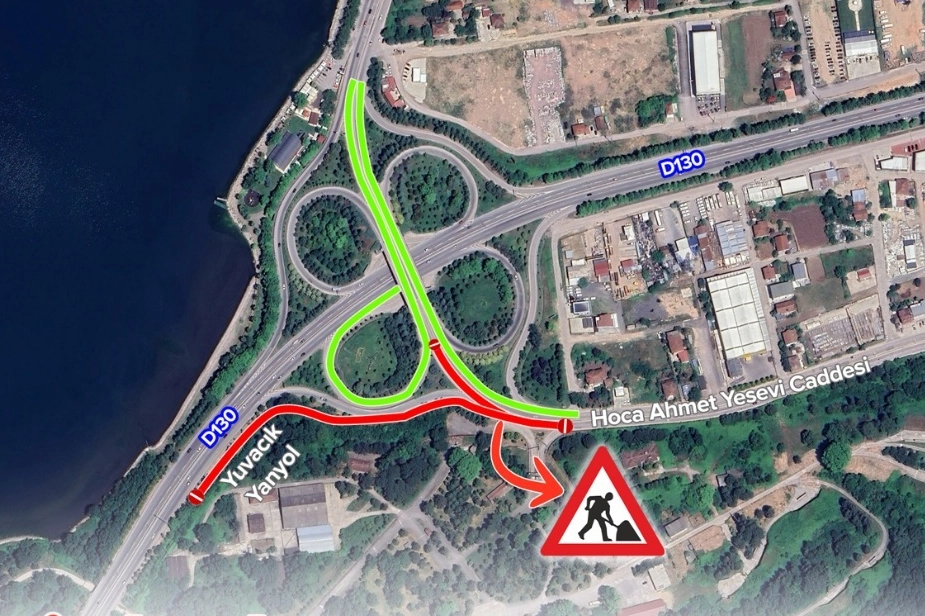 Kocaeli'de Başiskele istikametinde yol çalışması