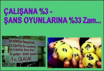 Şans Oyunlarına % 33 zam