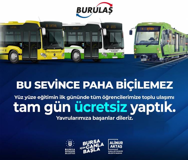 Bursa'da okula ulaşım ilk gün ücretsiz