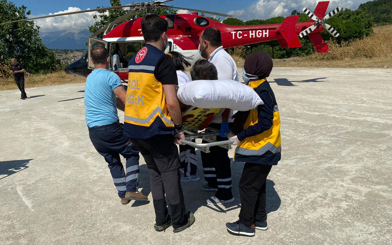 Bursa Keles’te helikopter ambulans 46 yaşındaki hasta için havalandı