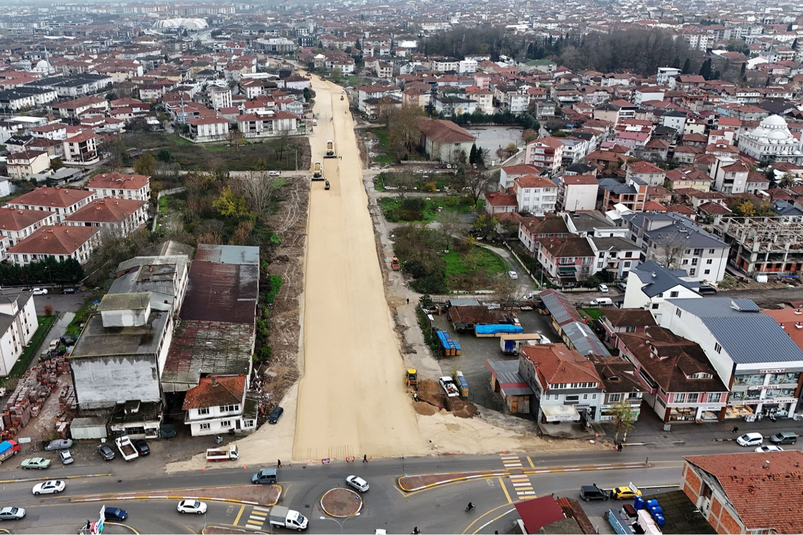 Sakarya'da bağlantı yolunda üstyapı çalışmaları hız kazandı