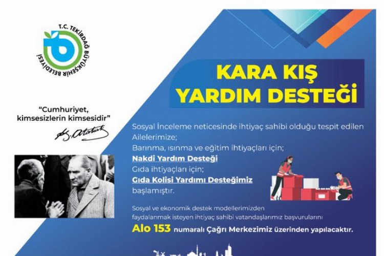 Tekirdağ Büyükşehir'den kış yardımı 