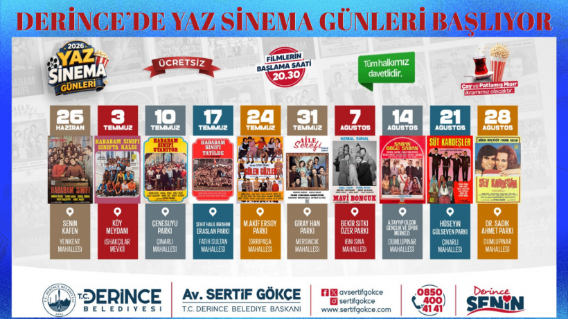 Derince’de Yaz Sinema Günleri Başlıyor